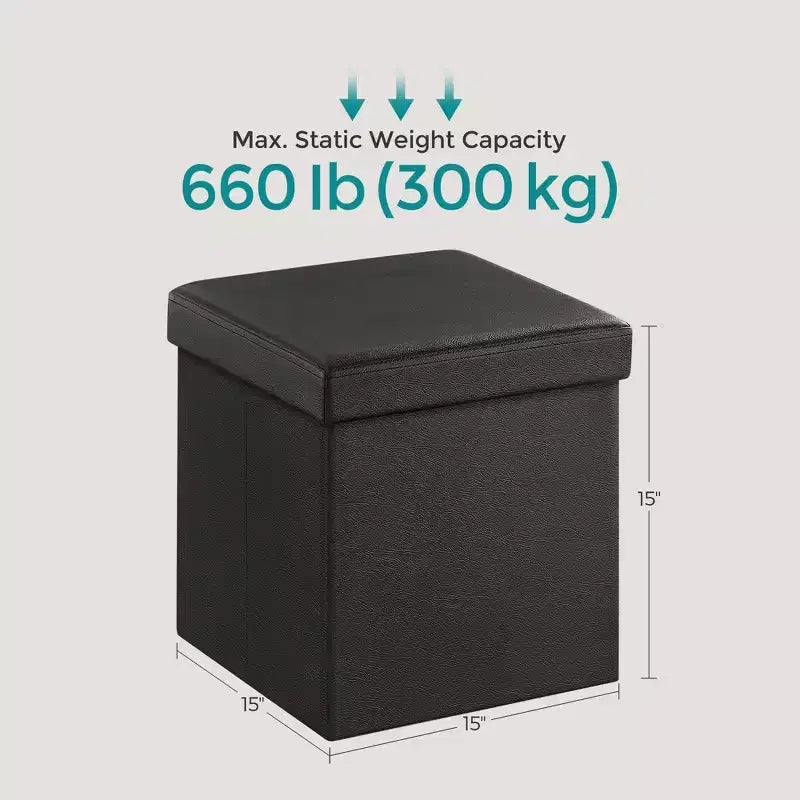 15 Ottoman with Storage, Folding Footstool, Storage Ottoman Bench, Cube Storage Chest 660 lb Load Capacity