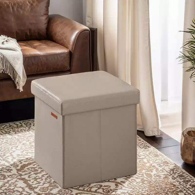 15 Ottoman with Storage, Folding Footstool, Storage Ottoman Bench, Cube Storage Chest 660 lb Load Capacity