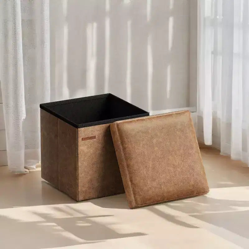 15 Ottoman with Storage, Folding Footstool, Storage Ottoman Bench, Cube Storage Chest 660 lb Load Capacity