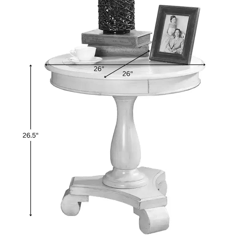 Rene Round Wood Pedestal Side Table, Champagne