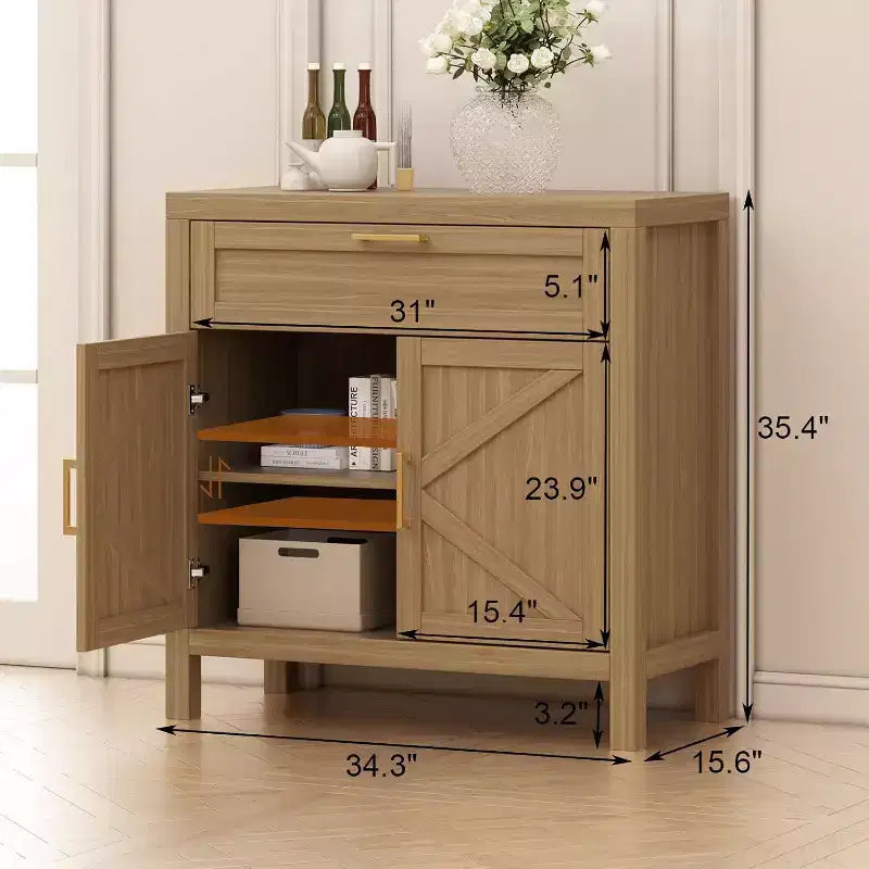 34.3" Buffet Cabinet Sideboard with Storage, 2 Doors and Adjustable Shelf, Console Coffee Bar Cabinet for Entryway Living Room Kitchen
